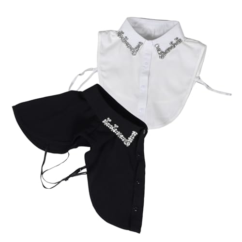 VALICLUD 2St Modischer Fake-Kragen vielseitige zusätzliche französische falsche nägel Cartoon-Stirnbänder Hemdkragen- Kunstkragen mit Strasssteinen Stoff von VALICLUD