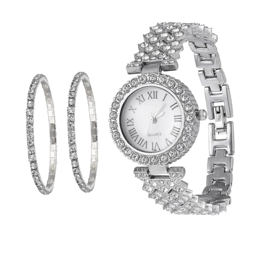 VALICLUD 2St Quarz-Armband Damenarmbanduhr Silberne Uhr Uhren Armband mit Diamantuhr Retro Two Piece Set Ladies Watch Stilvoll Quarzuhr Modeuhr für Mädchen Rostfreier Stahl Silver VALICLUD 2St Quarz-Armband Damenarmbanduhr Silberne Uhr Uhren Armband mit Diamantuhr Retro Two Piece Set Ladies Watch Stilvoll Quarzuhr Modeuhr für Mädchen Rostfreier Stahl Silver von VALICLUD