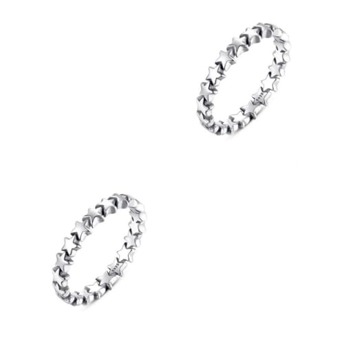 VALICLUD 2St Stern Fingerring Ring aus Sterlingsilber Bandringe für Damen Bands Eheringe damenringe die gäng Frauen Fingerring Sterlingsilberringe für Frauen Persönlichkeit Schmuck Fräulein von VALICLUD