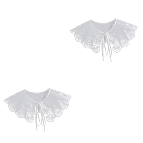 VALICLUD 2St falscher Spitzenkragen abnehmbarer Spitzenkragen Dicky-Kragen withe collar Damenblusen Hemden für dekorativer Hemdkragen Bluse gefälschter Kragen Chiffon Weiß von VALICLUD