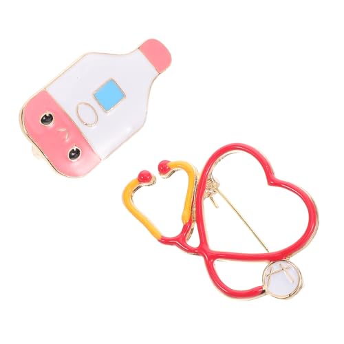 VALICLUD 2stücke Herzförmige Metall-anstecknadel Medizin-brosche Für Krankenschwestern Leuchtende Emaille-füllung Hut-abzeichen Für Gesundheitswesen Damen-accessoire von VALICLUD