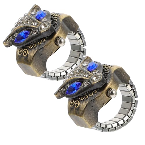 VALICLUD Elastische Fingeruhr mit Aufklappbarem Deckel Vintage Fuchs Design 2 Stück für Damen und Herren Vielseitig Einsetzbar für Kostüme Langlebig und Stylish von VALICLUD