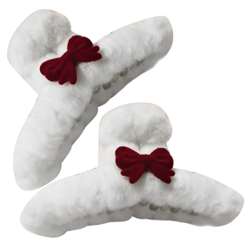 VALICLUD 2 Stück Pelzige Haarklammern Mit Schleife Für Frauen Flauschige Haarclips Für Tägliche Frisuren Für Haartypen von VALICLUD