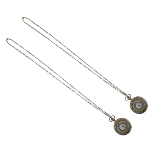 VALICLUD 2stücke Vintage Metalluhr Mit Kette Tragbare Taschenuhr Für Herren Und Damen Steampunk-Retro-Design Römische Ziffern Hochpräzises Quarzwerk Langlebige Hängeuhr Für Täglichen von VALICLUD