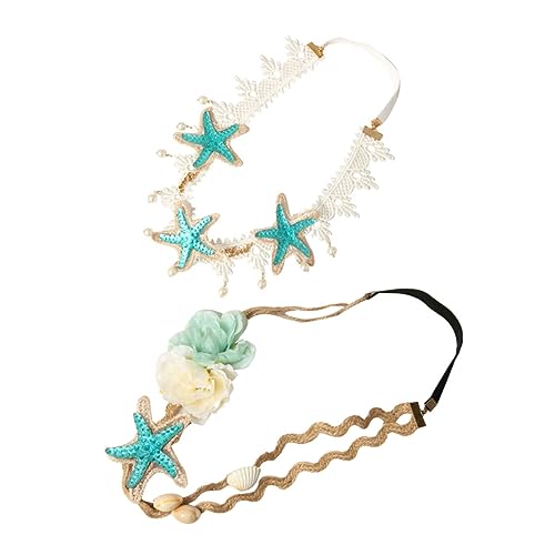 VALICLUD 2stücke Muschel-stirnband Mit Spitze Und Blumen Elastisches Haarband Für Mädchen Modischer Kopfschmuck Für Alltag Und Party von VALICLUD