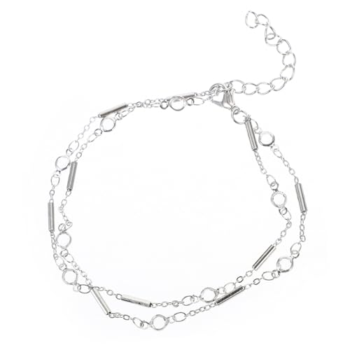 VALICLUD 2Stücke Verstellbare Doppelschicht Fußkettchen Elegantes Fußschmuck Für Frauen Metallische Rohr Anklets Für Strand VALICLUD 2Stücke Verstellbare Doppelschicht Fußkettchen Elegantes Fußschmuck Für Frauen Metallische Rohr Anklets Für Strand von VALICLUD