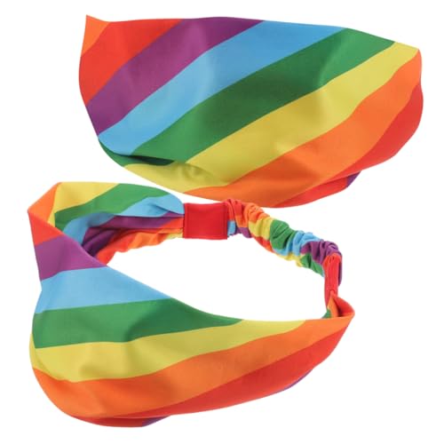 VALICLUD 2stücke Regenbogen Stirnband Atmungsaktive Elastische Sportkopfbedeckung Für Damen Und Herren Für Pride-events Yoga Laufen Und Fitness-aktivitäten von VALICLUD