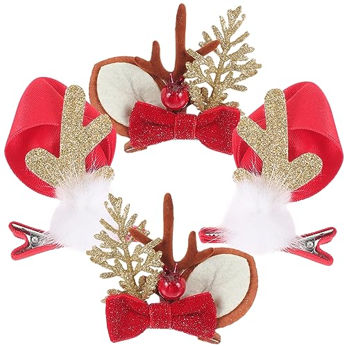 VALICLUD 2paare Weihnachts-haarclips Mit Geweih-design Festliche Haarspangen Für Cosplay Partys Und Fotografie Langlebig Für Weihnachtsfeiern Und Mehr von VALICLUD