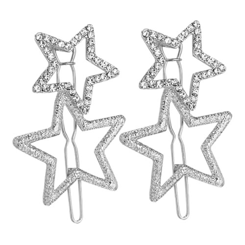 VALICLUD 2stücke Funkelnde Stern-haarspangen Mit Strass Dekorative Haarklammern Im Hohl-design Silberne Haarschmuck Für Und Mädchen Für Partys Und Besondere Anlässe von VALICLUD