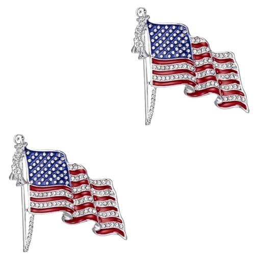 VALICLUD 2st Amerikanische Flagge Brosche Vintage-brosche Pullover-brosche Pin Der Amerikanischen Flagge Brosche Für Männer Patriotische Stifte Usa-pin Trend Vereinigte Staaten Mann Rot von VALICLUD