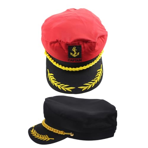 VALICLUD 2st Bestickte Marineblaue Mütze Hüte Für Männer Autoreifenkappen Seekappe Kostüm Hut Admiral Hut Mützen Kapitänsmütze Für Damen Matrosenmütze Piratenhut Polyester Baumwolle von VALICLUD