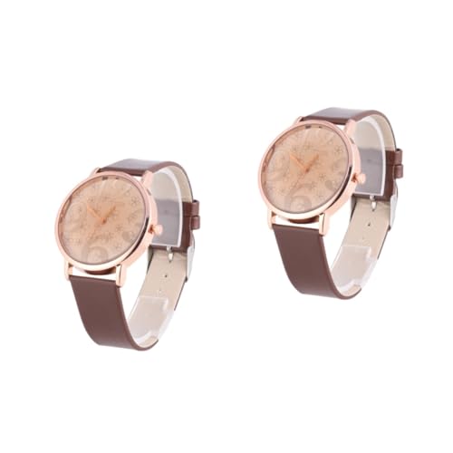 VALICLUD 2stücke Stylische Damen Armbanduhr Mit Zifferblatt Und Pu Lederarmband Präzise Quarzuhr Für Jeden Anlass Braun Perfektes Für Geburtstage Weihnachten Oder Muttertag von VALICLUD