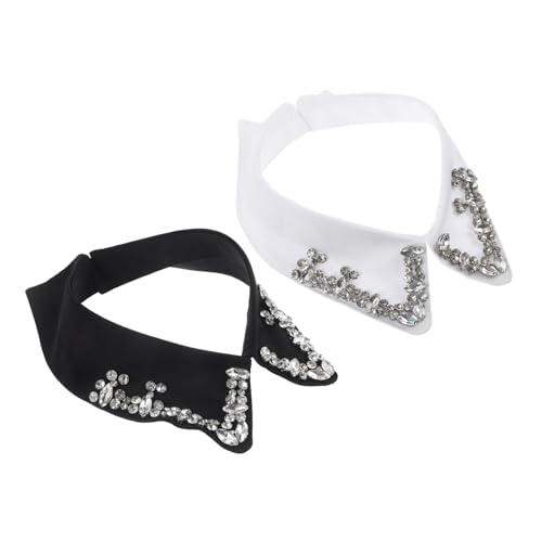 VALICLUD Modischer Falscher Kragen für Damen – 2 Stück Abnehmbarer Blusenkragen mit Strasssteinen Perfekt für & Pullover von VALICLUD