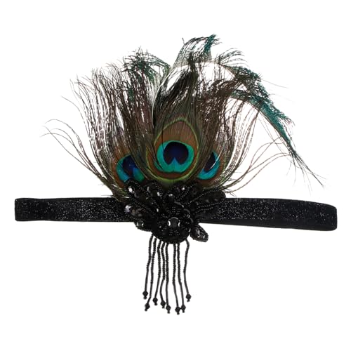 VALICLUD 2st Feder Stirnband Performance-haarband Cosplay-stirnband Flapper-kopfbedeckung Aus Den 1920er Jahren Hut Halloween Indien Bankett Klassischer Stil Feder Und Elastisches Band von VALICLUD