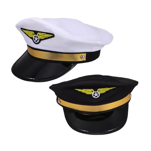 VALICLUD 2st Flughut Nasenringkette Herren -nasenring Marine-admiral-hut Hebekapitän Griff Schwarzer Nasenring Bastel-haarband Rock Hut Hasenohrschmuck Piloten-seglermütze Tanz Hut Plastik von VALICLUD