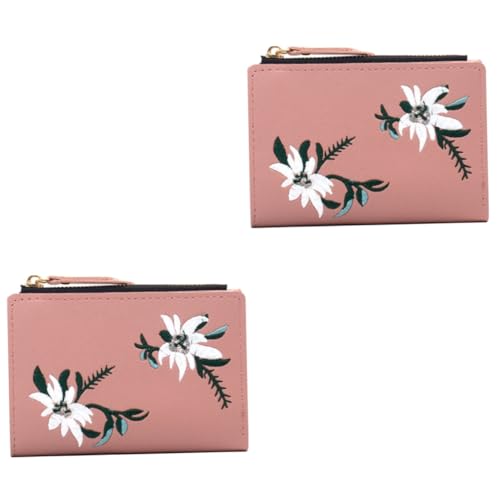 VALICLUD 2stücke Multifunktionale Damen Geldbörse Mit Stickerei Reißverschluss Und Platz Für Karten Für Reisen Shopping Und Freizeitaktivitäten von VALICLUD
