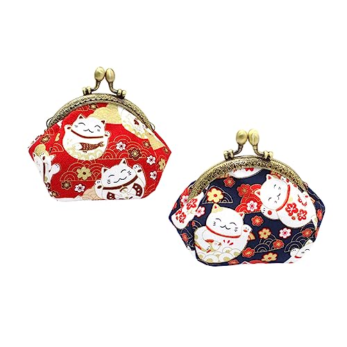 VALICLUD 2 Stück Katzenförmige Tasche Mini-geldbörse Schlüsselanhänger Wechselgeldbörse Aufbewahrungstasche Für Frauen Und Mädchen Vintage-katzenmuster Tragbare Geldbörse Handytasche von VALICLUD