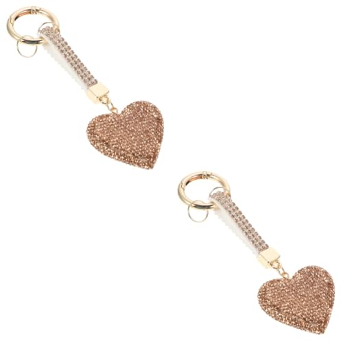 VALICLUD 2st Herz Schlüsselanhänger Bling Schlüsselanhänger Damenhandtaschen Schlüsselaccessoires Für Damen Bling Strass Schlüsselanhänger Damen Schlüsselanhänger Golden Legierung von VALICLUD