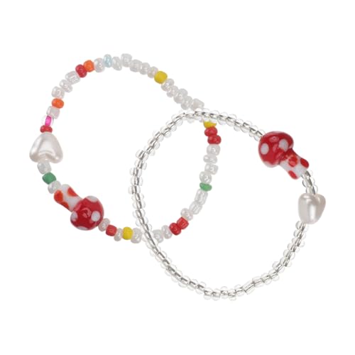 VALICLUD 2stücke Kristallperlen Armband Mit Pilzdesign Kreatives Elastisches Armband Für Schüler Modisches Accessoire Für Besondere Anlässe Und von VALICLUD