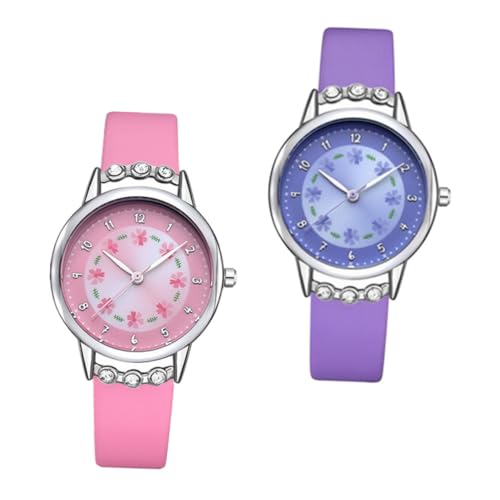 VALICLUD 2st Kinderuhr Uhr Für Mädchen Cartoon-armbanduhr Cartoon-uhr Armbanduhr Mädchen Sehen Quarz von VALICLUD