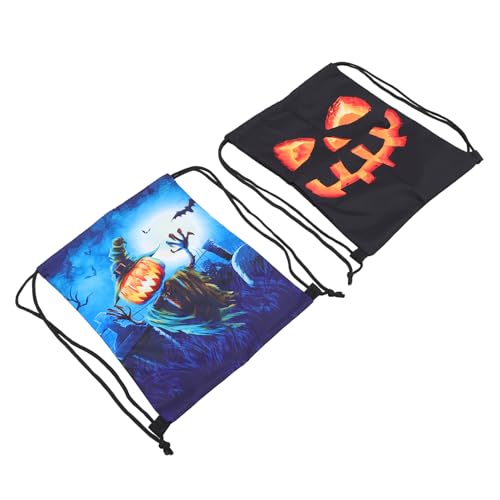 VALICLUD 2stücke Halloween Kordelzug-rucksäcke wasserdichte Taschen Pumpkin-Druck Für Süßigkeiten Und Outdoor-aktivitäten Für Halloween-Partys Und Sport von VALICLUD