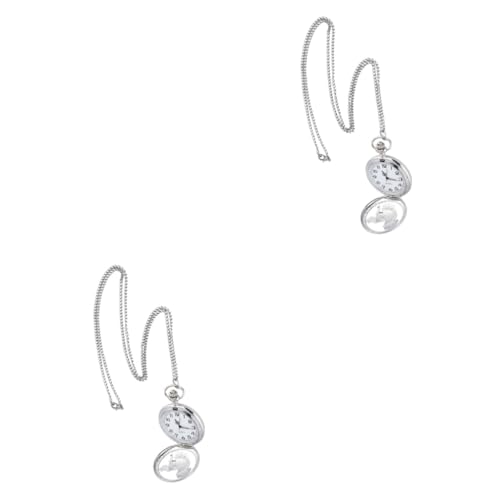 VALICLUD 2stücke Kreative Taschenuhr Im Vintage-Stil Silberne Anhänguhr Mit Kette Für Herren Und Damen Für Dekoration Modisches Accessoire von VALICLUD