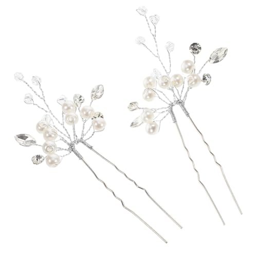 VALICLUD 2stücke Perlen Haarnadeln Mit Kristallen Glitzernde Hochzeitsfrisuren Haarschmuck Brautschmuck Vintage U-form Haarspangen Für Bräute von VALICLUD