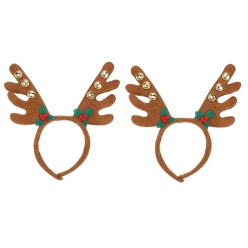 VALICLUD 2st Rentier Haarreifen Rentier-stirnband Mit Glöckchen Weihnachtskostüme Kopfbedeckung Mit Geweihohren Rentierohren Stirnband Weihnachtsstirnband Für Erwachsene Kinderkostüme Brown von VALICLUD