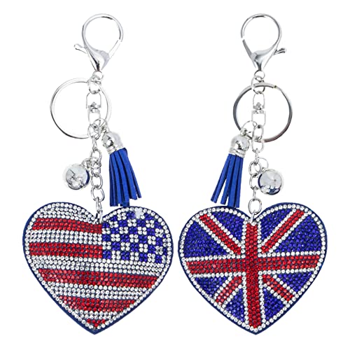 VALICLUD Niedliche Schlüsselanhänger Mit Herz- Schlüsselanhänger Mit Flagge Strass Britische Flagge von VALICLUD