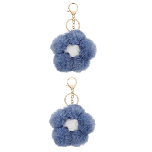 VALICLUD 2st Schlüsselanhänger Auto Schlüsselanhänger Pompom-Kugel-anhänger Schwarze Pompons Pompon-schlüsselanhänger Unscharfe Schlüsselanhänger Schlüsseletui Blue Legierung von VALICLUD