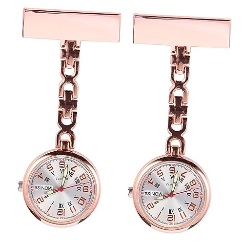 VALICLUD 2stücke Schwester-Uhr Kalenderfunktion Praktische Und Langlebige Taschenuhr Für Ärzte Und Pflegepersonal Rosegold Einfach Zu Befestigen Präzise Und Datumsanzeige von VALICLUD