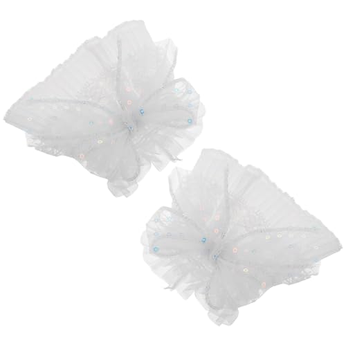 VALICLUD 2st Spitzenärmel Charmante Accessoires Gefälligkeiten Für Abschlussfeiern Handgefertigtes Band Handgelenk Ärmel Einladungsdekoration Requisitendekoration Frauenhut Weiß Pailletten von VALICLUD