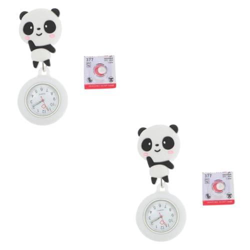 VALICLUD 2stücke Stretchbare Schwesternuhr Mit Panda-Design Praktische Taschenuhr Für Clip-Uhr Für Medizinisches Personal Leicht Tragbar Für Einsatz Im Pflegebereich von VALICLUD
