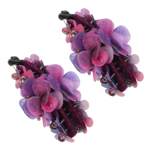 VALICLUD 2stücke Bananen-haarspange Mit Blumen Haarschmuck Für Damen Pferdeschwanz-haarhalter Klassischer Haarkamm Starker Für Hochsteckfrisuren Und Zöpfe von VALICLUD