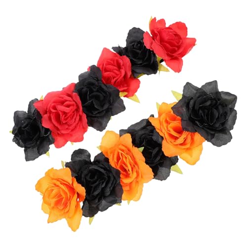 VALICLUD 2stücke Blumen Haarreifen Für Frauen Elastische Haarbänder Halloween-haarschmuck Für Partys Und Kostüme Handgefertigter Floraler Kopfschmuck von VALICLUD