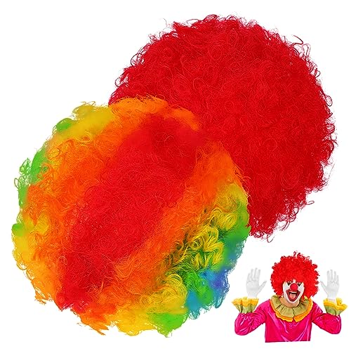 VALICLUD 2stücke Clown Aфro Perücken Regenbogen Verrückte Perücken Retro Stil Disco Party Kostüm Für Erwachsene Zirkuskostüm Zopfperücke Pride-perücke von VALICLUD
