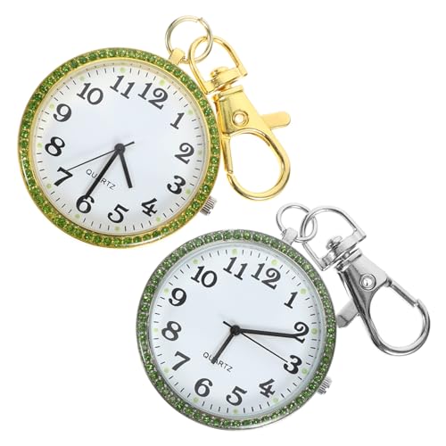 VALICLUD 2stücke Taschenuhr Zum Anklipsen Aus -Legierung Mit Schlüsselanhänger Tragbare Taschenuhr Als Schlüsselring Clip Pack von VALICLUD