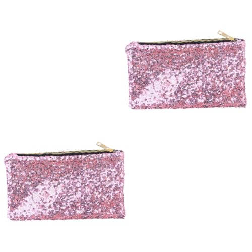 VALICLUD 2stücke Damen Clutch Bag Mit Pailletten Langer Geldbeutel Für Abendveranstaltungen Rosa Kosmetiktasche Für Karten Und Münzen Stilvolle Handtasche Für Hochzeiten Und Partys von VALICLUD