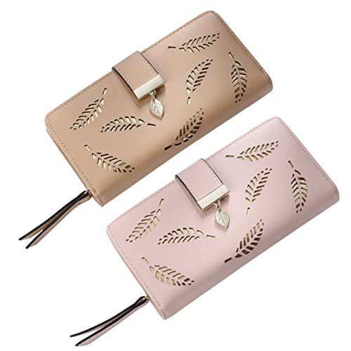 VALICLUD 2stücke Damen Geldbörse Multifunktionale Lange Pu Geldbörse Praktischer Kartenhalter Für Damen Stilvoller Handheld Clutch von VALICLUD