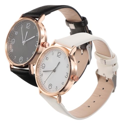 VALICLUD 2stücke Pu Armbanduhr Für Frauen Student Uhr Klassisch Elegant Freizeit Schule Party Geschenk Uhr Damen Quarzuhr von VALICLUD
