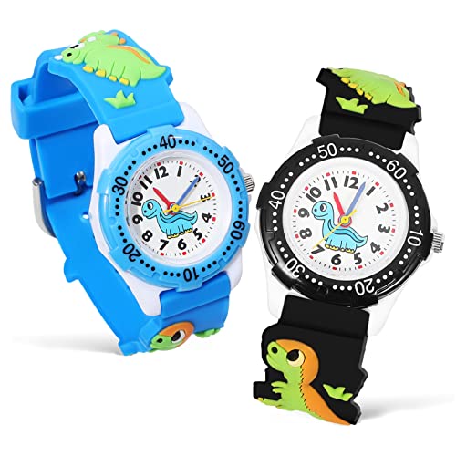 VALICLUD 2stücke Dinosaurieruhr Für Junge Mädchen Uhr Mit Leuchtendem Design Quarzuhr Mit PVC-Armband Und Schnalle Uhr Für Jungen Und Mädchen Kreative Kinderuhr Mit Dinosaurier- von VALICLUD