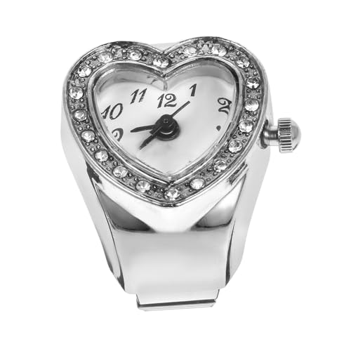VALICLUD 2stücke Elastische Fingeruhr Herzform Quarz-Uhr Für Damen Und Herren Retro Ringuhr Mit Elegantem Design Und Präziser Zeitmessung Für Jeden Anlass von VALICLUD