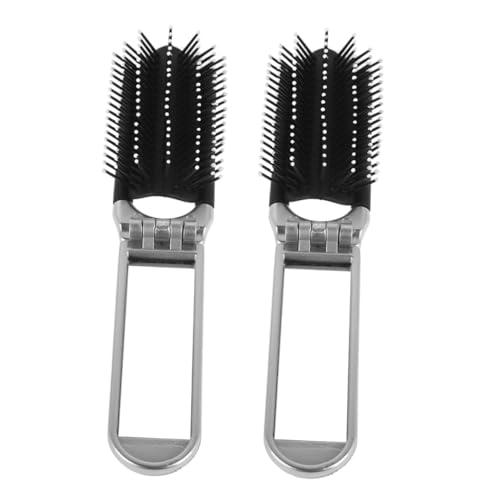 VALICLUD Faltbare Kleiner Haarbürste Mit Spiegel 2 Stück Kompakte Reisebürste Für Damen Und Herren Tragbare Haarkämme Für Handtasche Stabiler Spiegel Haarfreundliche Borsten von VALICLUD