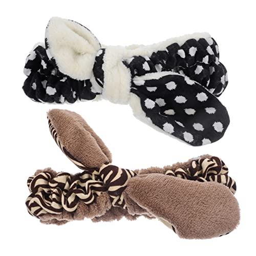 VALICLUD 2stücke Fleece Waschhaarbänder Für Damen Flauschige Stirnbänder Zum Gesichtsreinigung Make-up Spa Und Joggen Pflege Für Haut Und Haare Leopard Und Streifen-design von VALICLUD