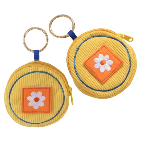 VALICLUD 2stücke Geldbörsentasche Mit Süßer Stickerei Münztasche Aus Robustem Cordmaterial Kleiner Schlüsselanhänger Für Frauen Zum Aufbewahren Von Wechselgeld Und Persönlichen von VALICLUD