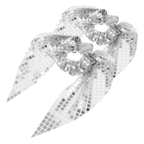 VALICLUD 2stücke Glitzernde Haargummis Mit Schleife Funkelnde Haarschmuck Scrunchies Für Hochzeiten Partys Und Weiche Haarschonende Ponytail- Für Damen Und Mädchen von VALICLUD