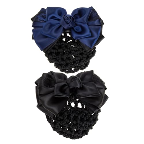 VALICLUD 2stücke Haarknoten-abdeckclip Netz Für Frauen Mit Schleifen Dekoration Haar Brötchen Abdeckung Haarnetz Clip Barrette Haarnadel von VALICLUD
