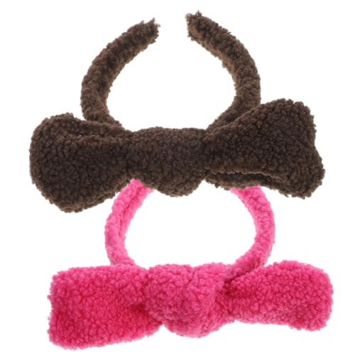 VALICLUD 2stücke Haarschmuck Mit Schleife Kuscheliges Fleece Haarband Für Make-up Und Gesichtsreinigung Perfektes Accessoire Für Damen Braun Und Rosa Für Spa Und Hautpflege von VALICLUD