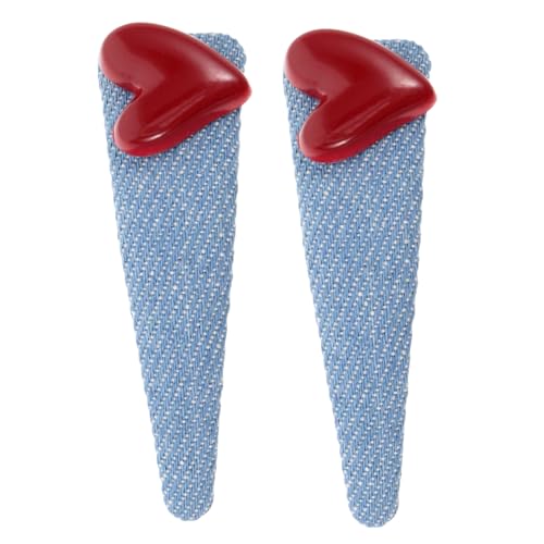 VALICLUD 2stücke Haarspange Für Fransen Aus Denim-material Herz-design Clip Süße Haarspangen Für Mädchen Styling-tool Für Haarnadeln Dekorative Haarnadel Zum Valentinstag Party Und von VALICLUD