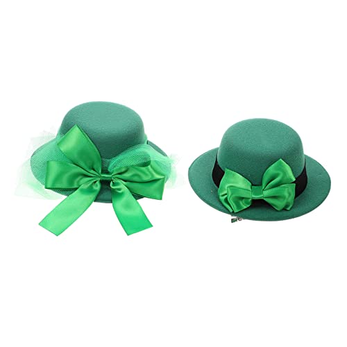 VALICLUD 2stücke Haarspangen Für Patrick's Day Grüner Kleeblatt Hut Mit Schleife Und Tüll Für Partys Und Alltag Haarschmuck Für Damen von VALICLUD